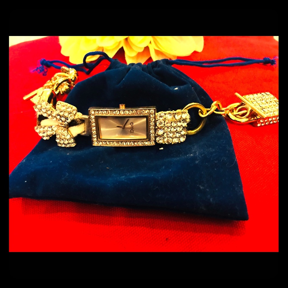 Beautiful Crystal Accent Gold Dress Watch